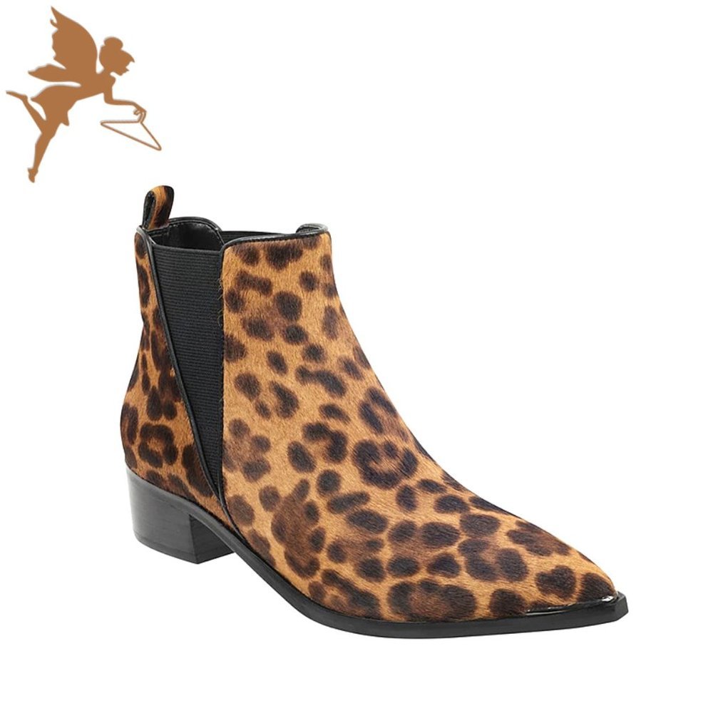 NIB MARC FISHER Leopard Yalely Pointy Toe Chelsea bootie